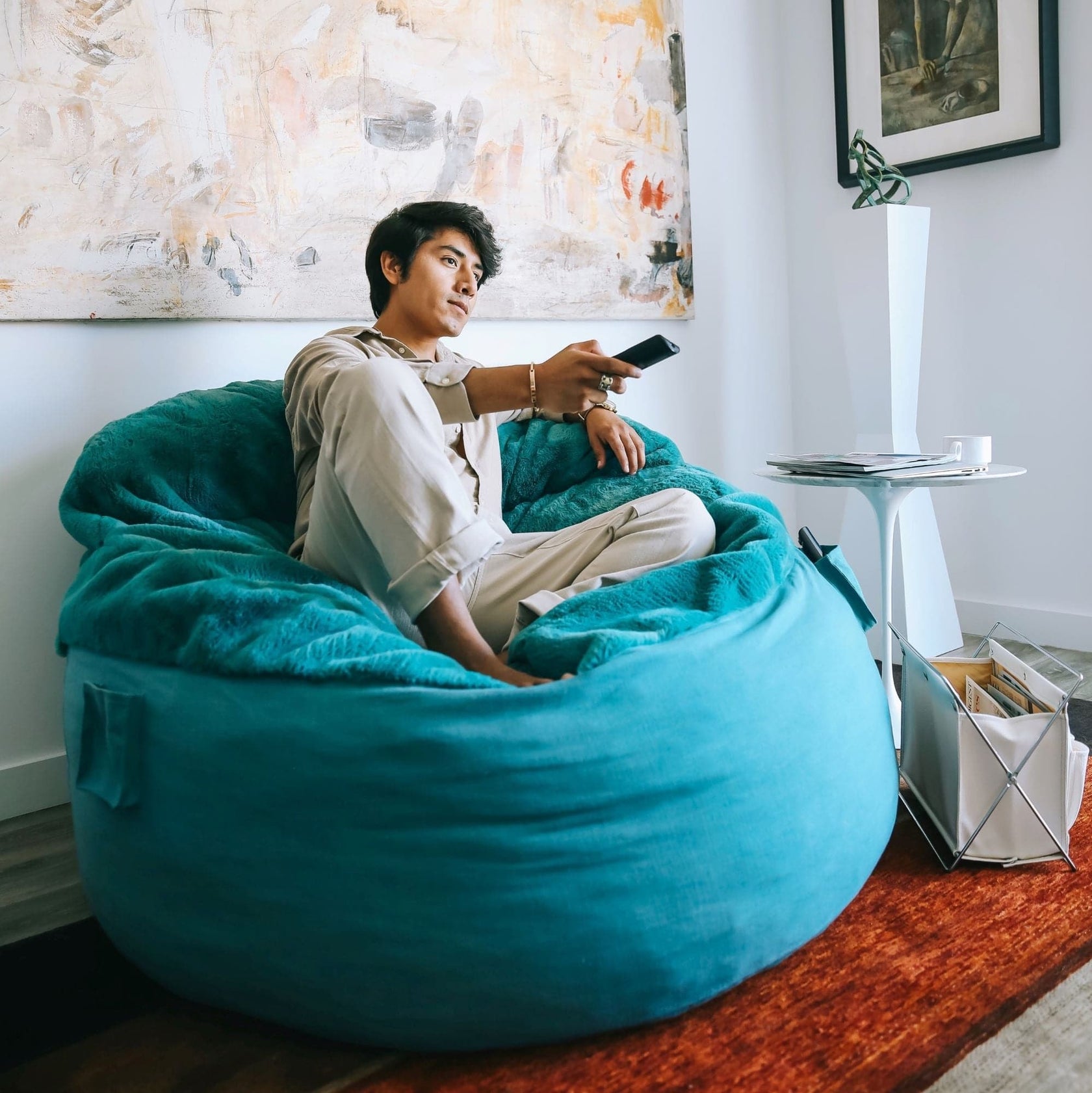 Adult Bean Bag Chair - Full - NEST Bunny Fur | CordaRoy's Convertible ...