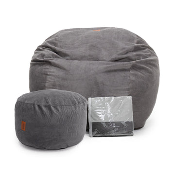 Chenille Bundle: Queen Bean Bag + Pouf + Bed Protector