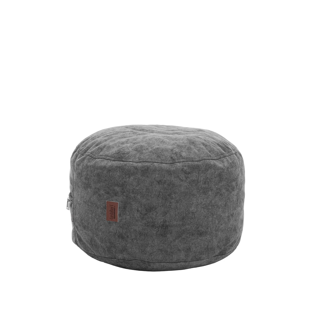 Pouf Footstool - Sueded Denim