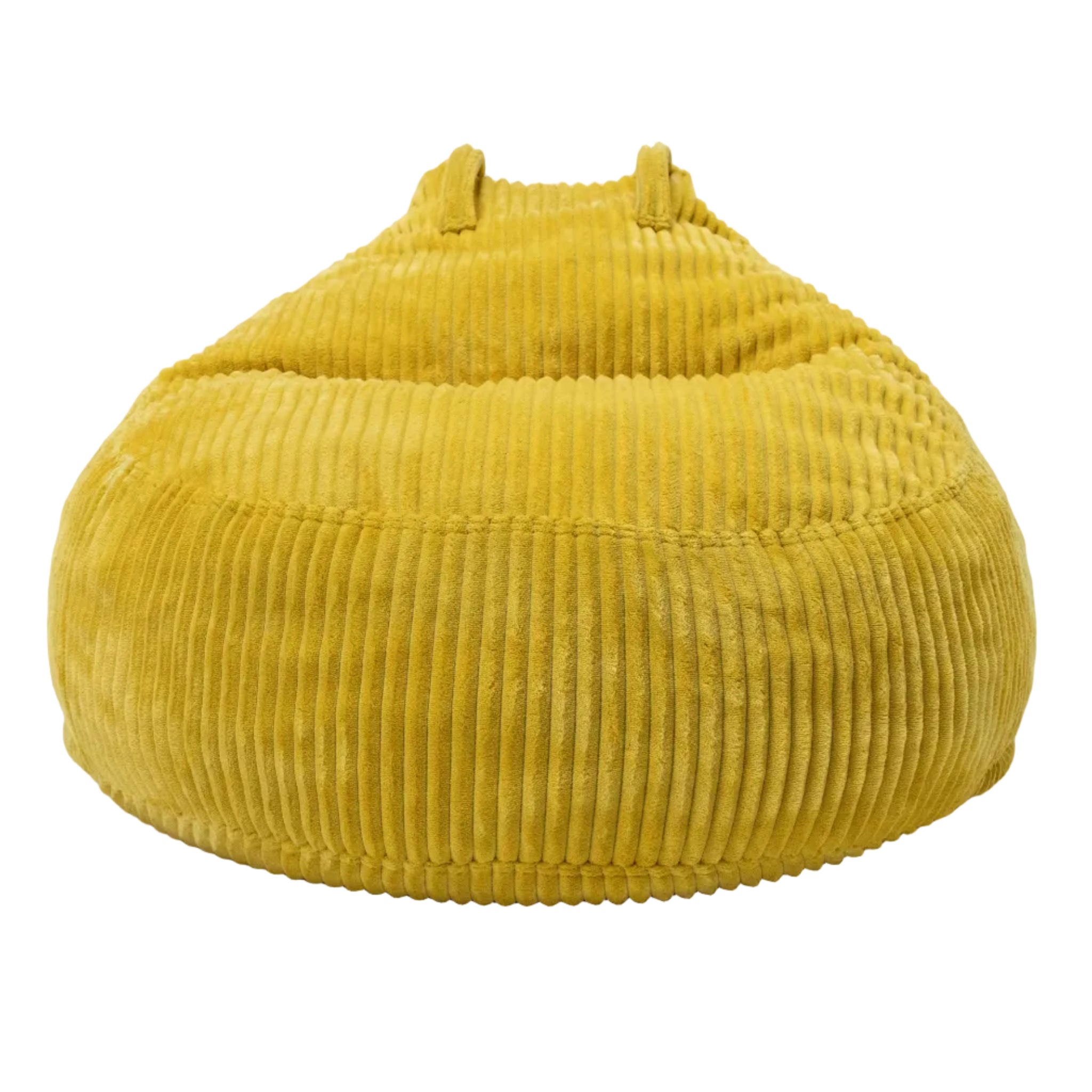 Yellow bean bag chair on a white background