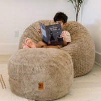 Pouf Footstool - Faux Fur