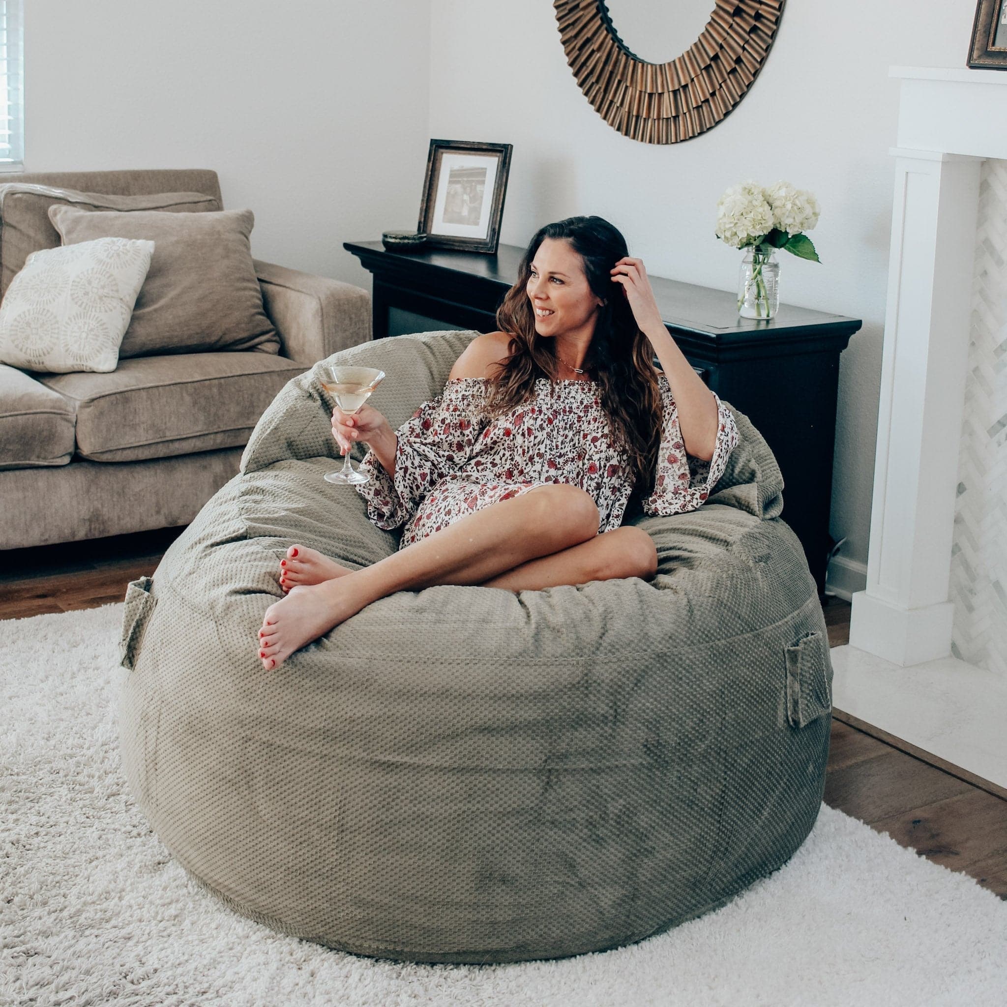 Adult Bean Bag Chair Full NEST Chenille cordaroys Convertible