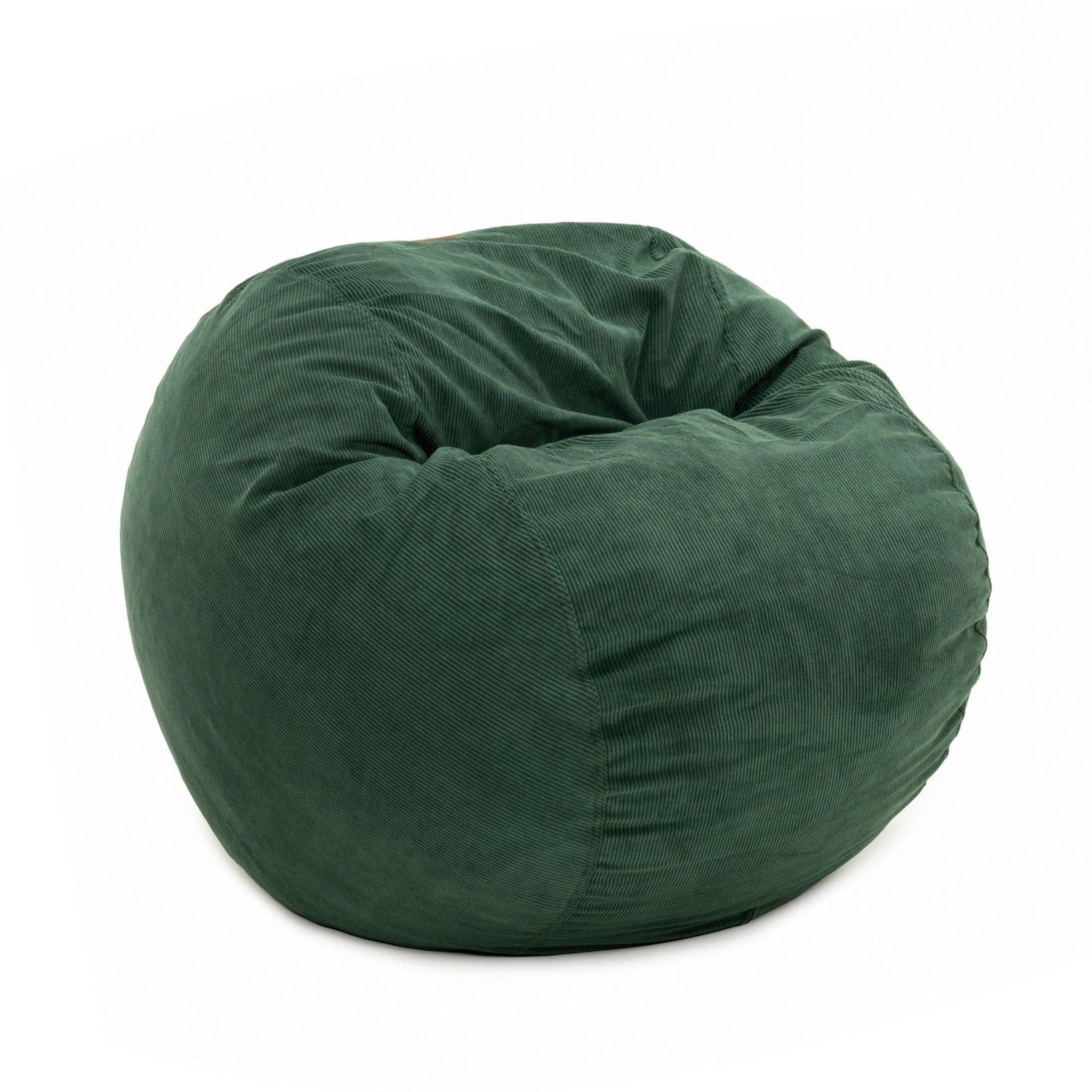 A full cordaroys bean bag in rainforest corduroy. 