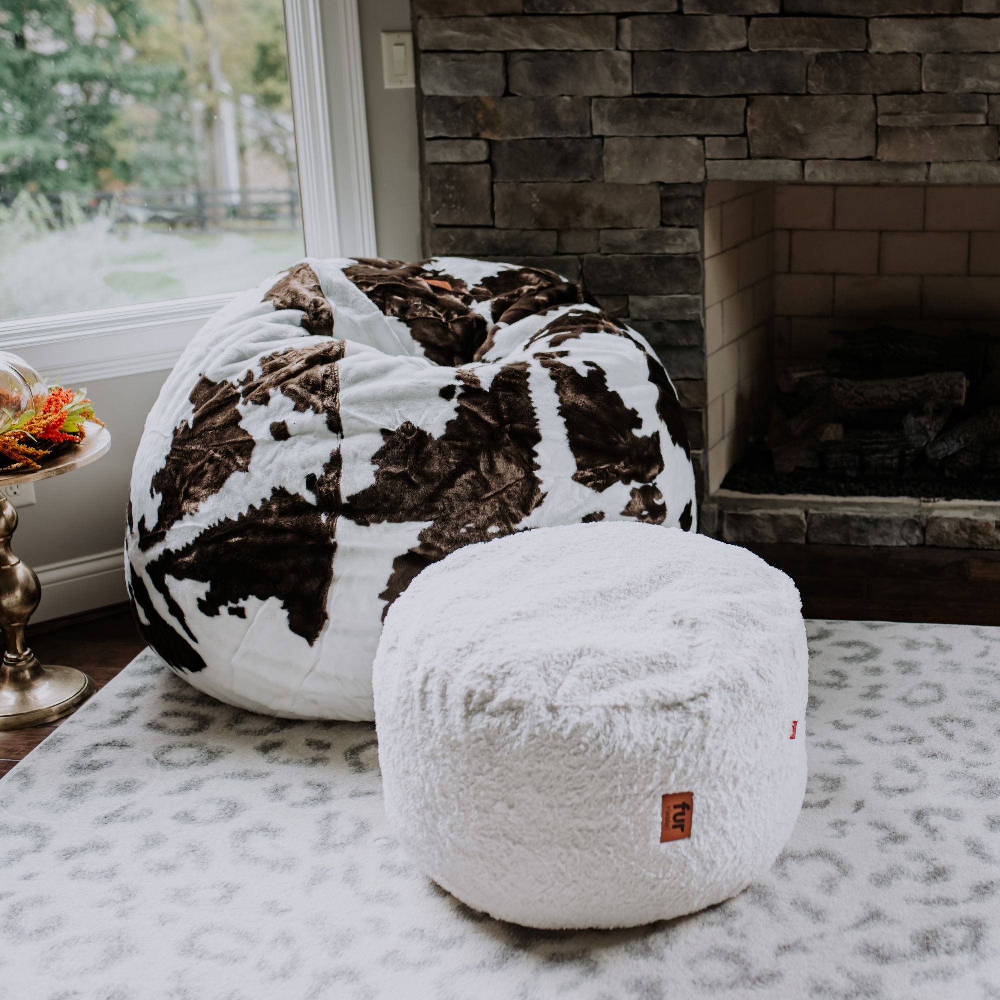 Pouf Footstool - Faux Fur