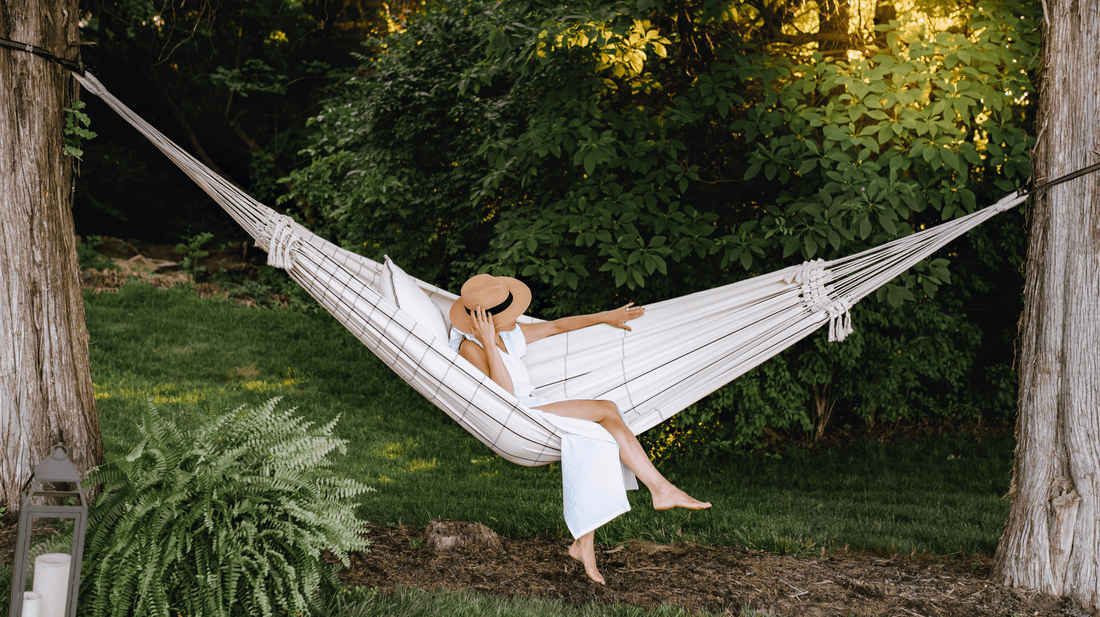 Brazilian Cotton Hammock White with Black Stripes