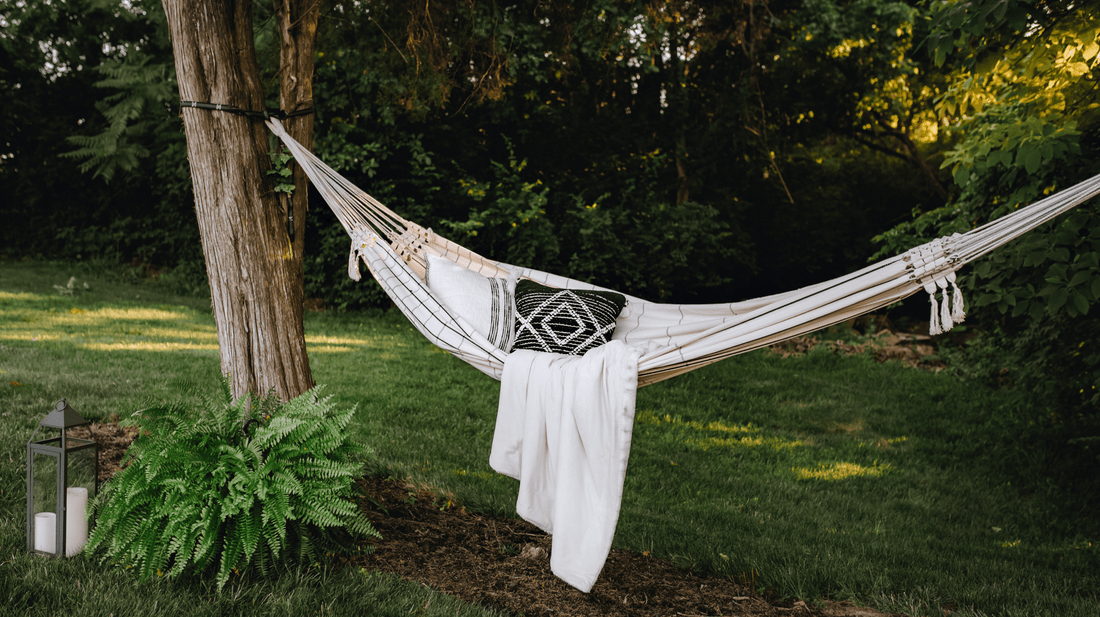 Brazilian Cotton Hammock White with Black Stripes