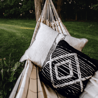 Brazilian Cotton Hammock White with Black Stripes