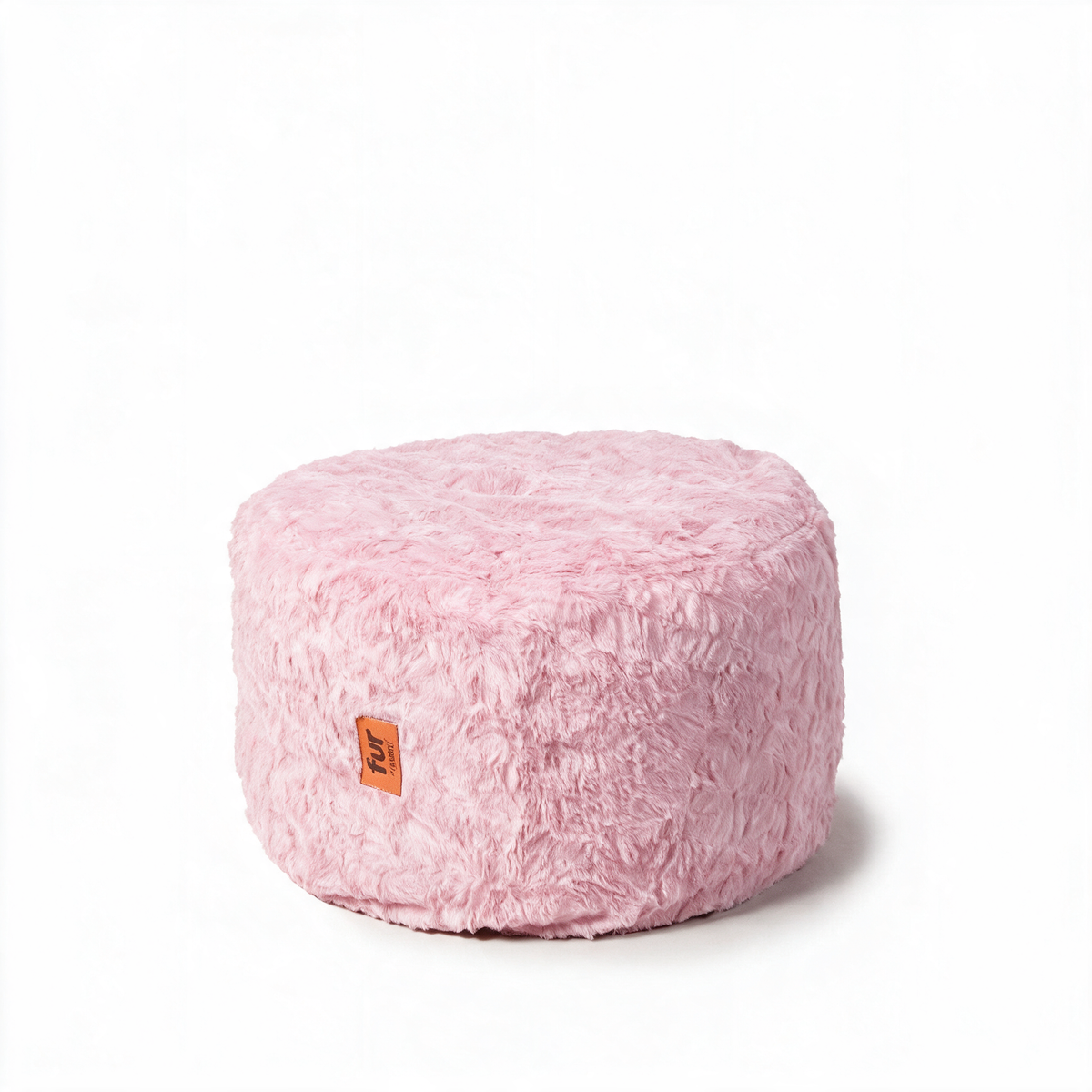 Pouf Footstool in Pink Faux Fur