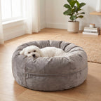24 Inch Elevated Bolster Dog Bed - Plush Fur