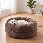 24 Inch Elevated Bolster Dog Bed - Plush Fur