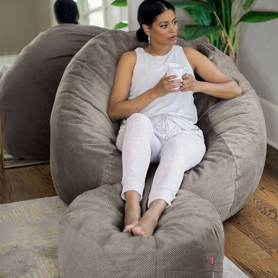 Chenille Bundle: Queen Bean Bag + Pouf + Bed Protector